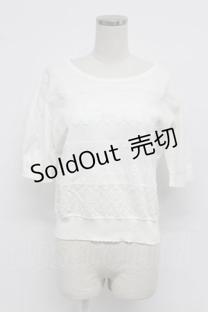 画像: PINK HOUSE / フロントレース半袖ニットトップス  白 T-26-03-07-007-LO-TO-SA-ZT