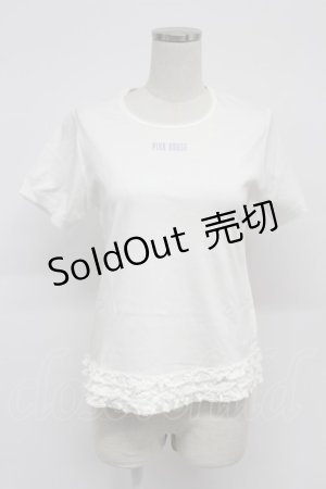 画像: PINK HOUSE / フリルロゴ使い半袖カットソー  白Ｘラベンダー T-26-03-07-008-LO-TO-SA-ZT