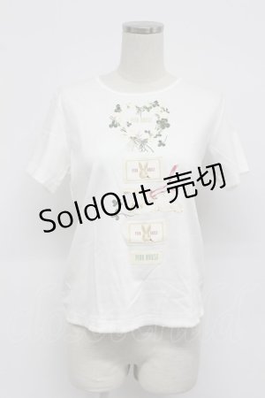 画像: PINK HOUSE / White Cloverリース＆sleeping rabbitプリントカットソー  白 T-26-03-07-009-LO-TO-SA-ZT