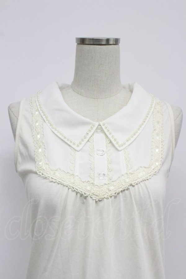 画像5: axes femme / パール襟ノースリーブトップス  白 T-26-03-07-001-AX-TO-SA-ZT (5)