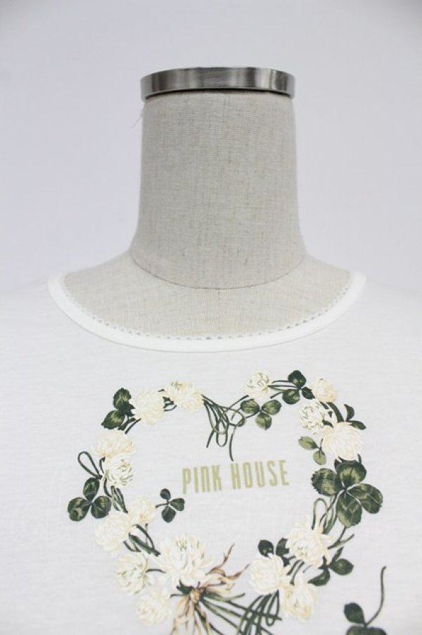画像6: PINK HOUSE / White Cloverリース＆sleeping rabbitプリントカットソー  白 T-26-03-07-009-LO-TO-SA-ZT (6)