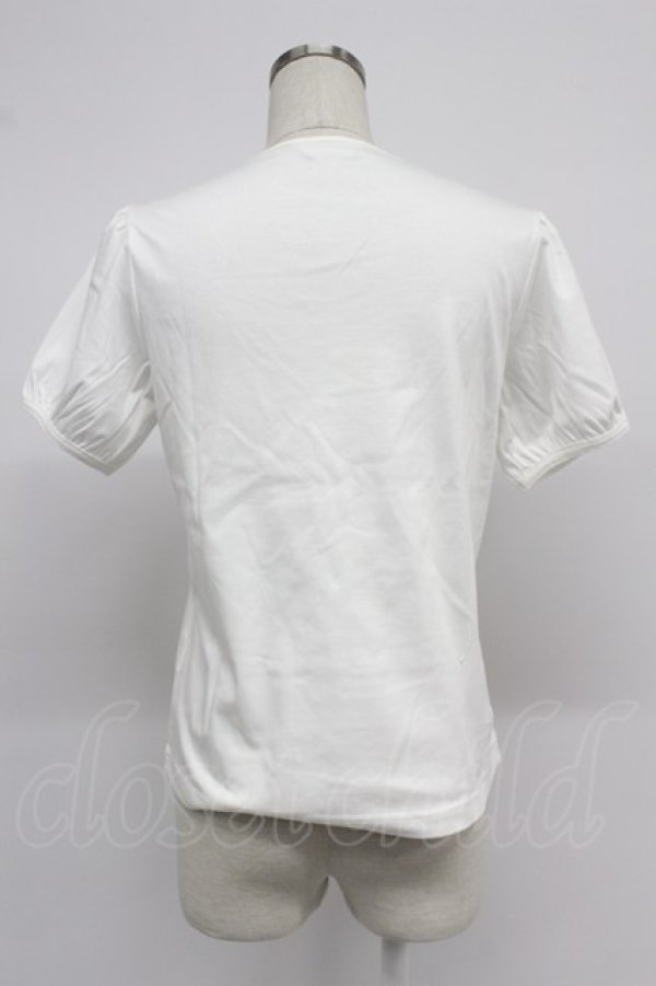 画像2: PINK HOUSE / ロゴ入りパフスリーブカットソー  白Ｘ赤 T-26-03-07-010-LO-TO-SA-ZT (2)