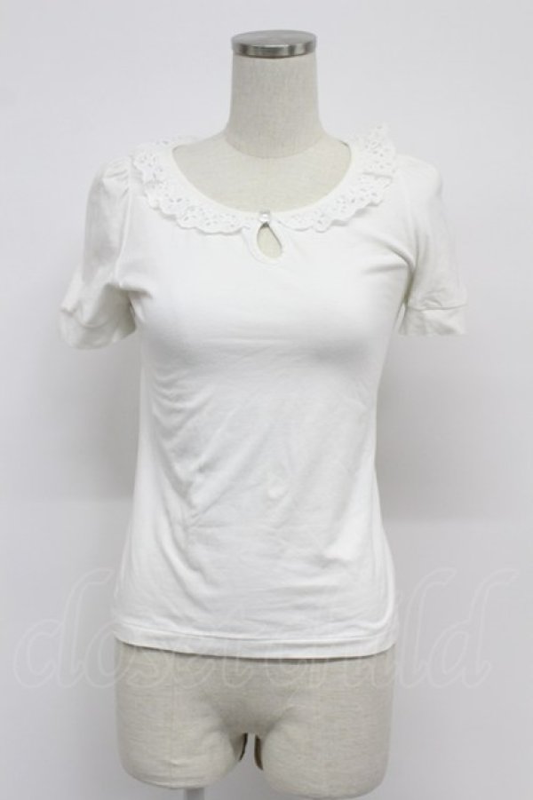 画像1: MILK / レース襟半袖カットソー  アイボリー T-26-03-07-012-ML-TO-SA-ZT (1)