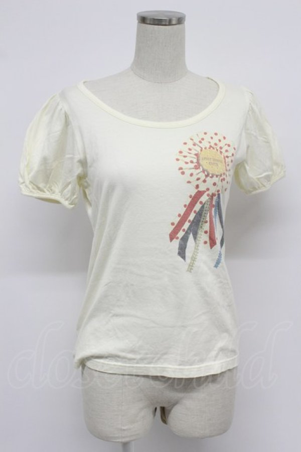 画像1: Emily Temple cute / タッセルプリント半袖カットソー  アイボリー T-26-03-07-013-ET-TO-SA-ZT (1)