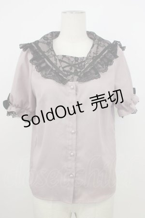 画像: MA*RS / レースセーラー襟半袖ブラウス  ピンクＸ黒 T-26-03-08-023-EL-BL-SA-ZT