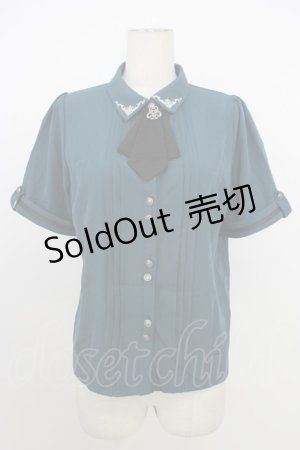 画像: axes femme / メタル×タイ付き連釦ブラウス M グリーン T-26-03-08-025-AX-BL-SA-ZT640