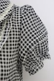画像3: axes femme / ギンガムチェック半袖ブラウス  黒Ｘ白 T-26-03-08-026-AX-BL-SA-ZT (3)