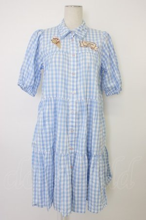 画像: axes femme kawaii / 刺繍ティアードシャツワンピ  サックスＸ白 T-26-03-08-032-AX-OP-SA-ZT