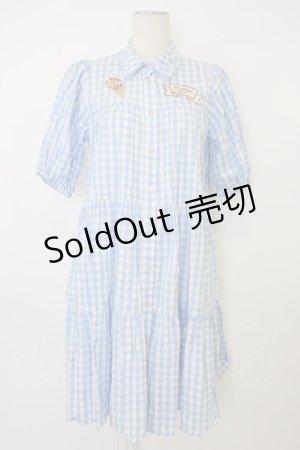 画像: axes femme kawaii / 刺繍ティアードシャツワンピ  サックスＸ白 T-26-03-08-032-AX-OP-SA-ZH