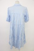 画像2: axes femme kawaii / 刺繍ティアードシャツワンピ  サックスＸ白 T-26-03-08-032-AX-OP-SA-ZT (2)