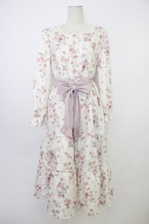 画像: axes femme / 桜柄ティアードワンピース M キナリ T-26-03-08-033-AX-OP-SA-ZT