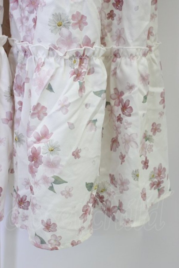 画像4: axes femme / 桜柄ティアードワンピース M キナリ T-26-03-08-033-AX-OP-SA-ZT (4)