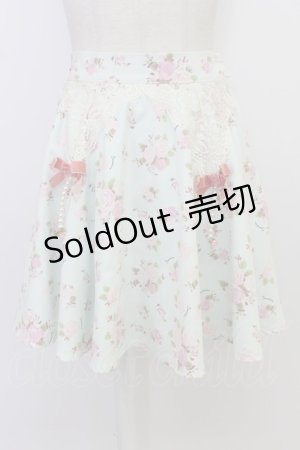 画像: Swankiss / 薔薇柄フェイクガータースカート  ミント T-26-03-08-039-CA-SK-SA-ZT641