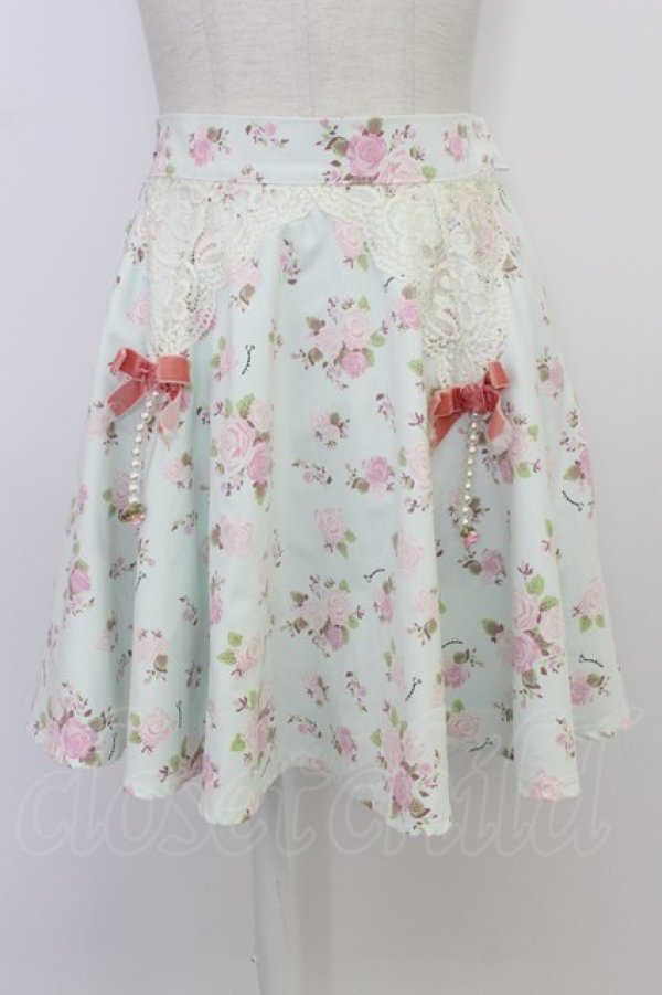 画像1: Swankiss / 薔薇柄フェイクガータースカート  ミント T-26-03-08-039-CA-SK-SA-ZT (1)