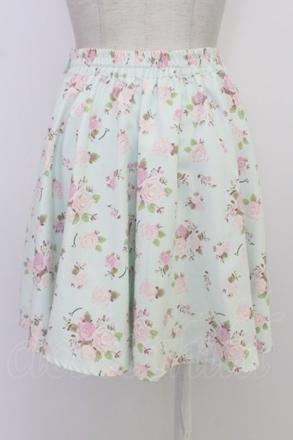 画像2: Swankiss / 薔薇柄フェイクガータースカート  ミント T-26-03-08-039-CA-SK-SA-ZT (2)