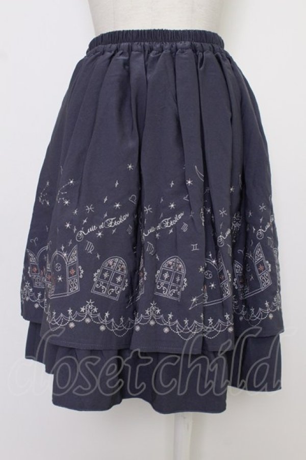 画像2: axes femme / 夜空刺繍スカート  紺Ｘシルバー T-26-03-08-042-AX-SK-SA-ZT (2)