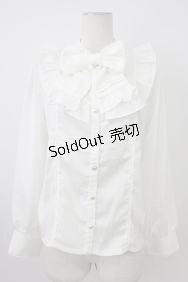 画像1: axes femme kawaii / ヴィンテージサテンブラウス M 白 T-26-03-08-006-AX-BL-SA-ZT (1)