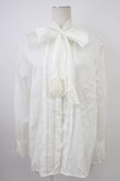 画像1: Jane Marple / リボンタイレース襟長袖ブラウス  白 T-26-03-08-007-JM-BL-SA-ZT (1)