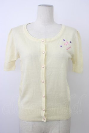 画像: SWIMMER / ユニコーン刺繍半袖ニットカーディガン  アイボリー T-26-03-08-013-EL-TO-SA-ZT