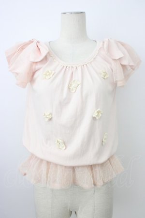 画像: LIZ LISA / フラワーモチーフ&チュールトップス 0 ピンク T-26-03-08-015-LO-TO-SA-ZT