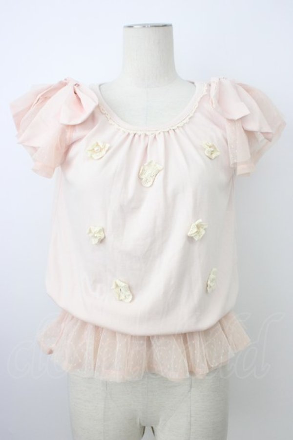 画像1: LIZ LISA / フラワーモチーフ&チュールトップス 0 ピンク T-26-03-08-015-LO-TO-SA-ZT (1)