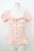 画像1: LIZ LISA / ギンガムチェック半袖フリルトップス 1 ピンク T-26-03-08-018-LO-TO-SA-ZT (1)