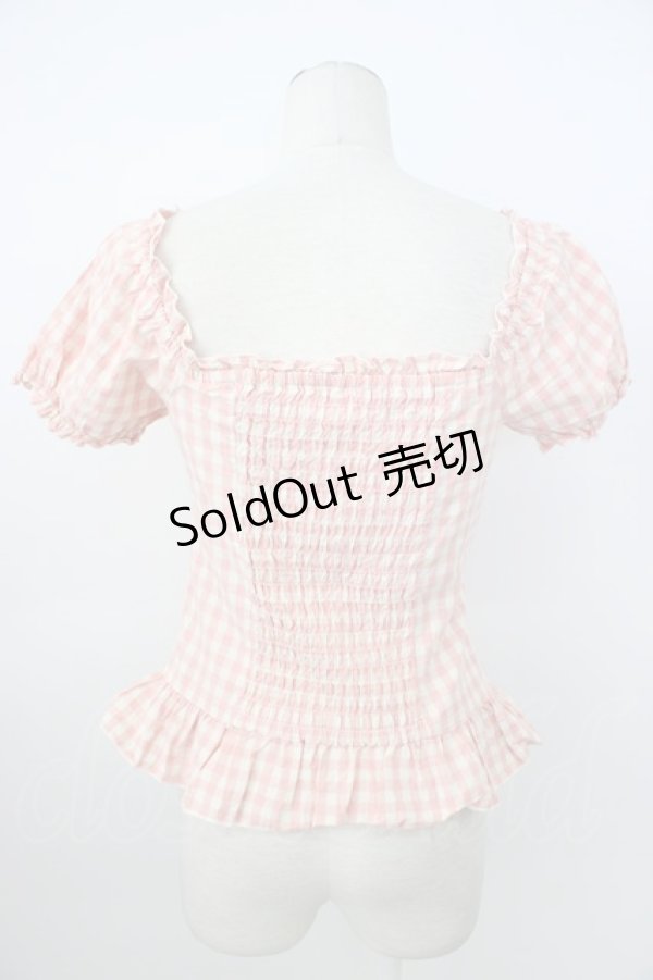 画像2: LIZ LISA / ギンガムチェック半袖フリルトップス 1 ピンク T-26-03-08-018-LO-TO-SA-ZT (2)