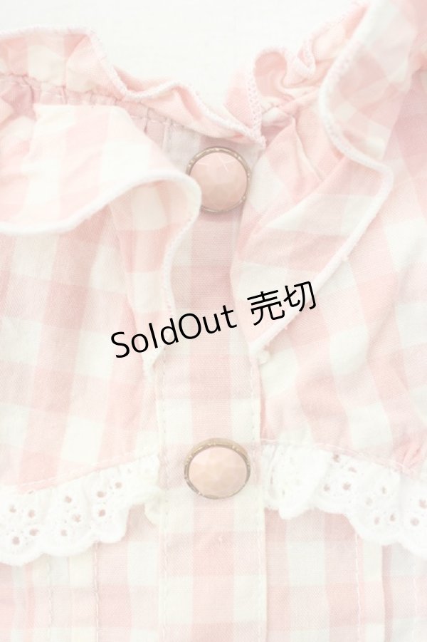 画像3: LIZ LISA / ギンガムチェック半袖フリルトップス 1 ピンク T-26-03-08-018-LO-TO-SA-ZT (3)