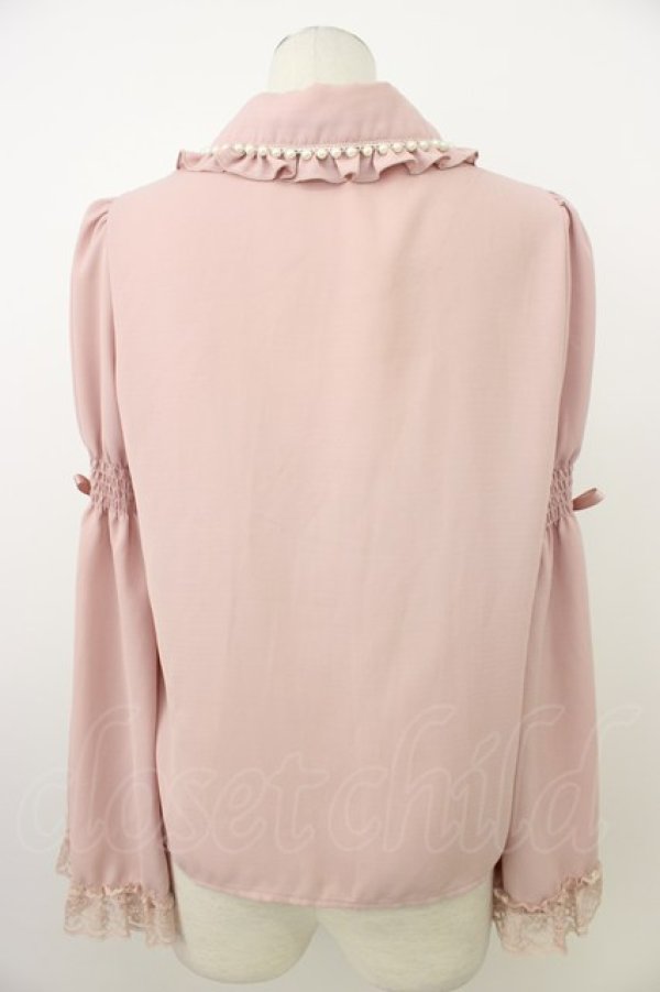 画像2: Secret Honey / パール襟フリルレース長袖ブラウス  ピンク T-26-03-08-020-CA-BL-SA-ZT (2)