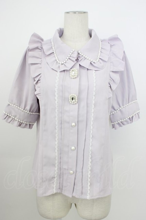 画像1: DearMyLove / パール襟ビジューフリルブラウス M ラベンダー T-26-03-08-022-EL-BL-SA-ZT (1)
