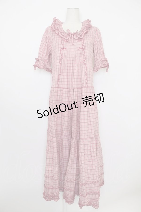 画像1: PINK HOUSE / タータンチェックワンピース  ピンク T-26-03-11-029-LO-OP-SA-ZT (1)
