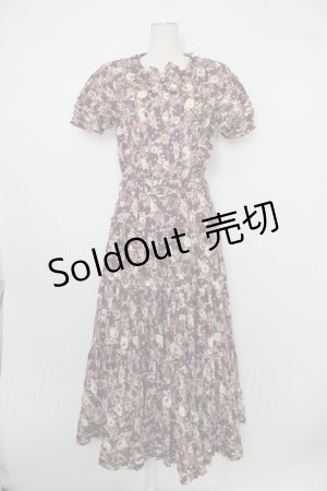 画像: PINK HOUSE / パンジー柄半袖ワンピース  パープル T-26-03-11-031-LO-OP-SA-ZT