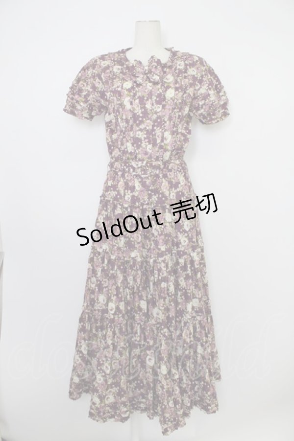 画像1: PINK HOUSE / パンジー柄半袖ワンピース  パープル T-26-03-11-031-LO-OP-SA-ZT (1)