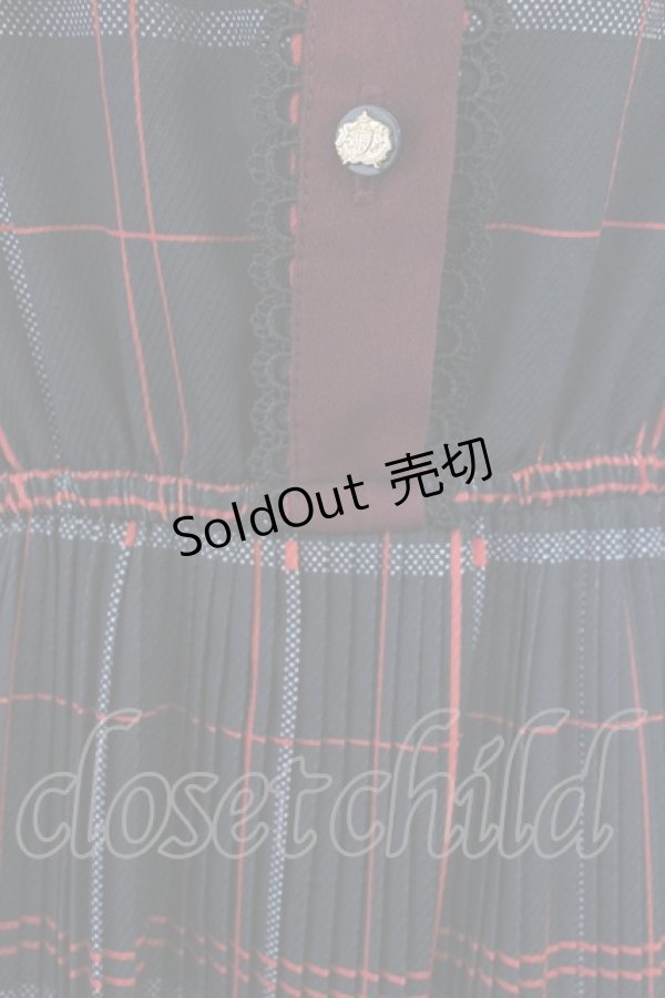 画像3: axes femme POETIQUE / レトロチェックロングワンピース  黒Ｘボルドー T-26-03-11-032-AX-OP-SA-ZT (3)