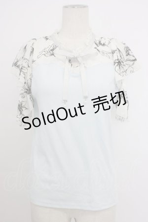 画像: axes femme / フロッキーチュール切替プルオーバー  サックス T-26-03-11-005-AX-TO-SA-ZT641