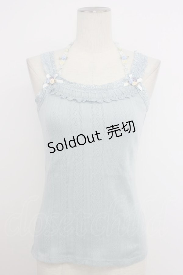 画像1: axes femme / お花ストラップキャミタンク M サックス T-26-03-11-006-AX-TO-SA-ZT (1)