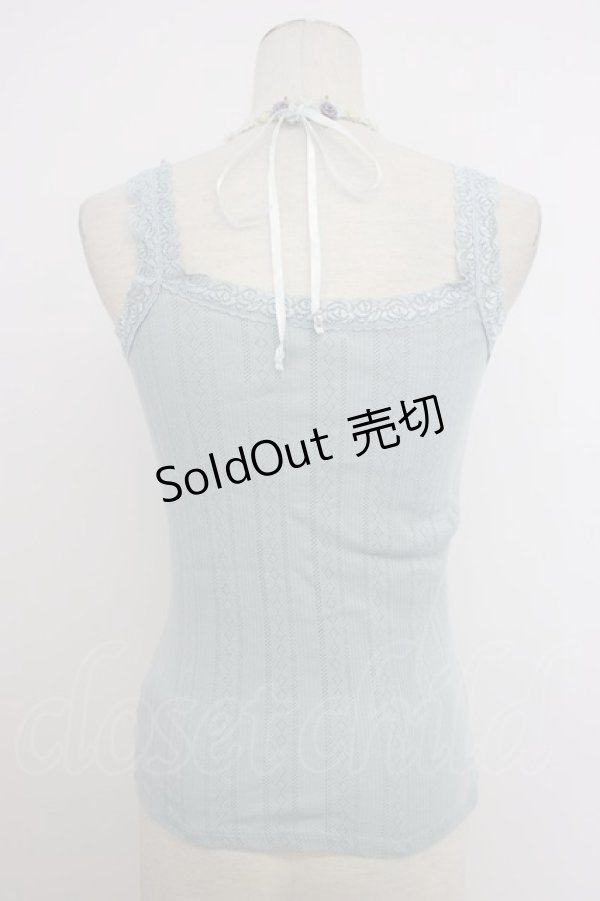 画像2: axes femme / お花ストラップキャミタンク M サックス T-26-03-11-006-AX-TO-SA-ZT (2)