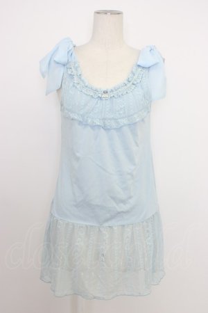 画像: axes femme / 肩リボンロングインナー  サックス T-26-03-11-007-AX-TO-SA-ZT