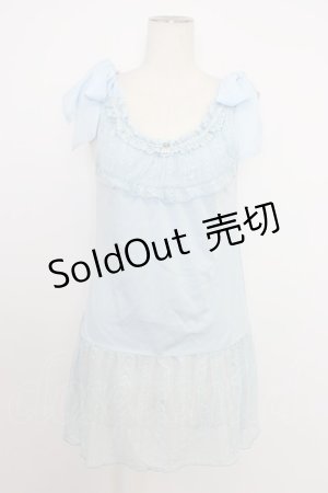 画像: axes femme / 肩リボンロングインナー  サックス T-26-03-11-007-AX-TO-SA-ZT