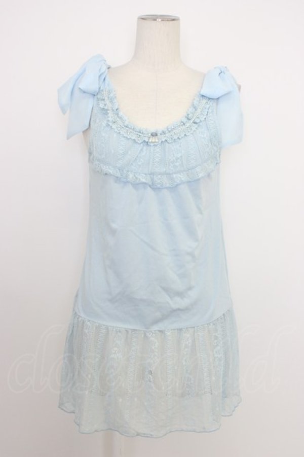 画像1: axes femme / 肩リボンロングインナー  サックス T-26-03-11-007-AX-TO-SA-ZT (1)