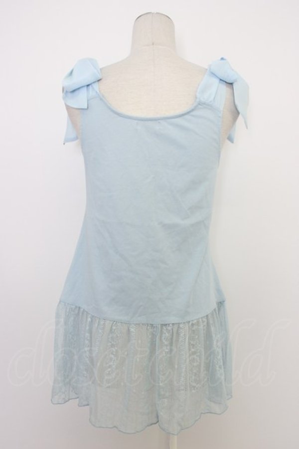 画像2: axes femme / 肩リボンロングインナー  サックス T-26-03-11-007-AX-TO-SA-ZT (2)