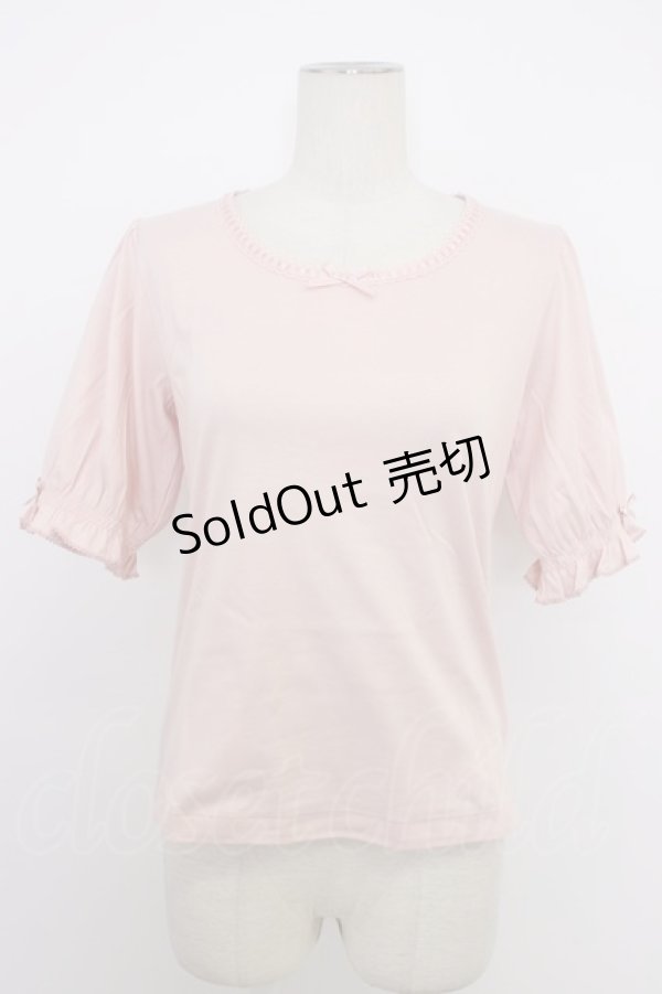 画像1: PINK HOUSE / はしごレースリボン半袖カットソー  ピンク T-26-03-11-008-LO-TO-SA-ZT (1)