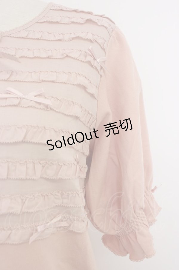 画像3: PINK HOUSE / リボンいっぱいフリル使いカットソー  ピンク T-26-03-11-009-LO-TO-SA-ZT (3)