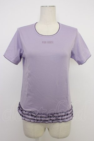 画像: PINK HOUSE / フリルロゴ使い半袖カットソー  ラベンダー T-26-03-11-012-LO-TO-SA-ZT