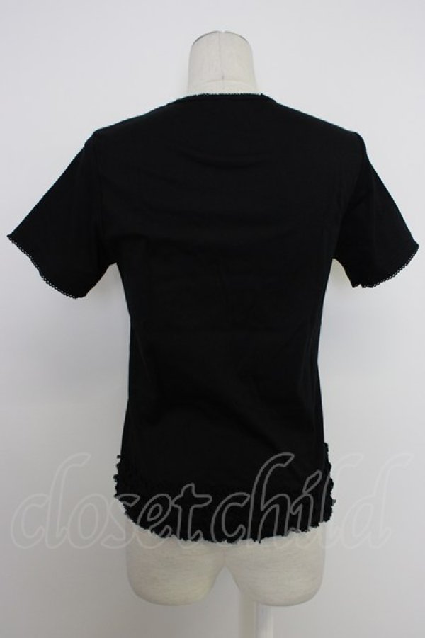 画像2: PINK HOUSE / フリルロゴ使い半袖カットソー  黒Ｘ白 T-26-03-11-020-LO-TO-SA-ZT (2)