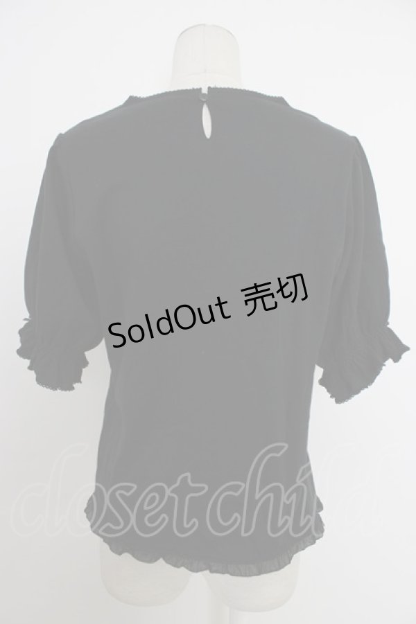 画像2: PINK HOUSE / リボンいっぱいフリル使いカットソー  黒 T-26-03-11-022-LO-TO-SA-ZT (2)