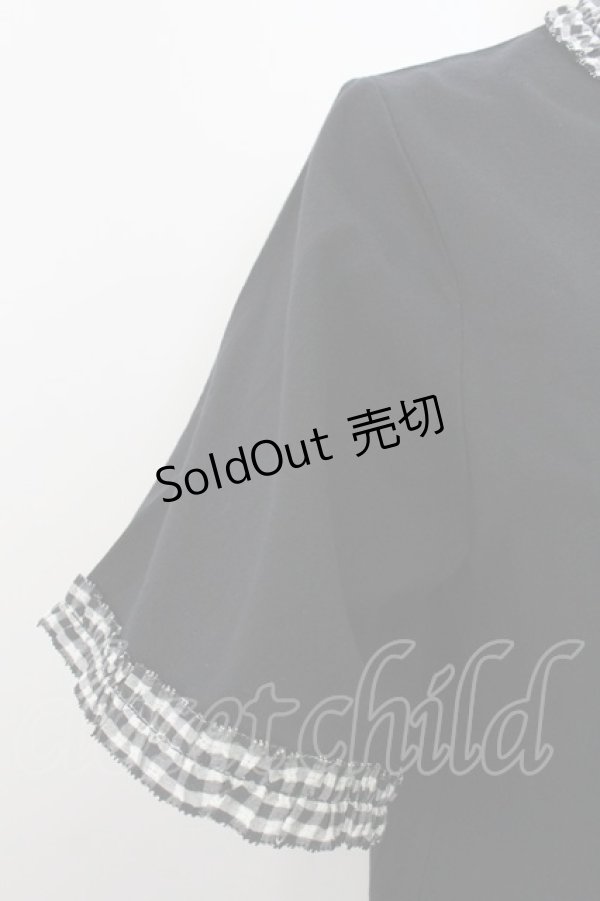 画像4: PINK HOUSE / ドビーギンガムフリルリボンモチーフ付きカットソー  黒Ｘ白 T-26-03-11-023-LO-TO-SA-ZT (4)