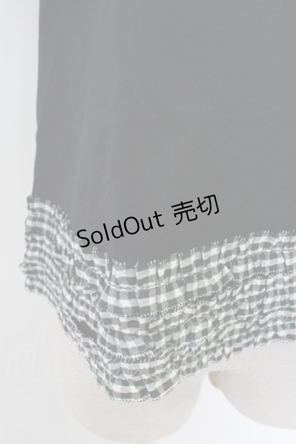 画像5: PINK HOUSE / ドビーギンガムフリルリボンモチーフ付きカットソー  黒Ｘ白 T-26-03-11-023-LO-TO-SA-ZT (5)