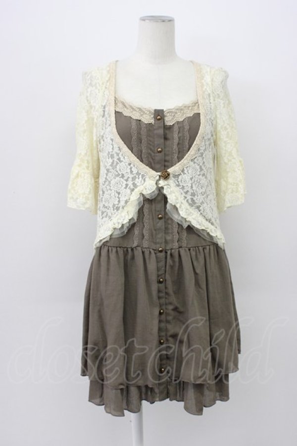 画像1: axes femme / レースレイヤード風チュニック M モカ T-26-03-13-021-AX-TO-SA-ZT (1)