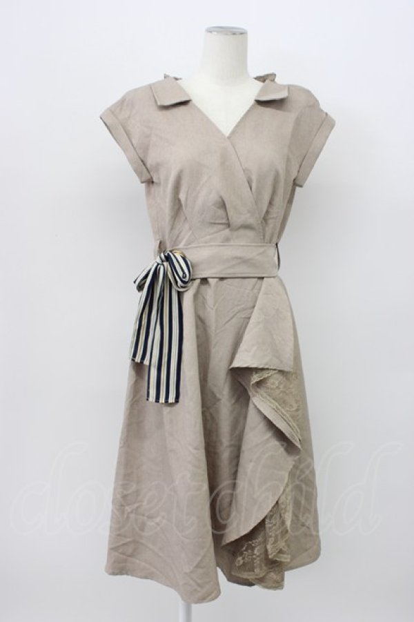 画像1: axes femme / ラップ風シャツワンピース M ベージュ T-26-03-13-022-AX-OP-SZ-ZT (1)